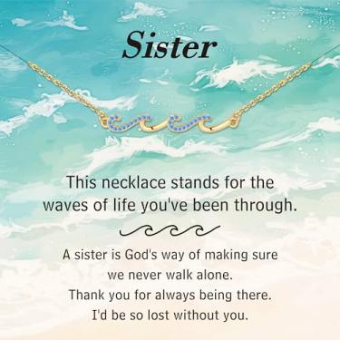 Imagem de IEFLIFE Colares de presente para mulheres - Colares de onda de zircônia banhada a ouro 14k para mulheres, presente de aposentadoria de aniversário para mãe, filha, irmã, amizade, amiga, presente de