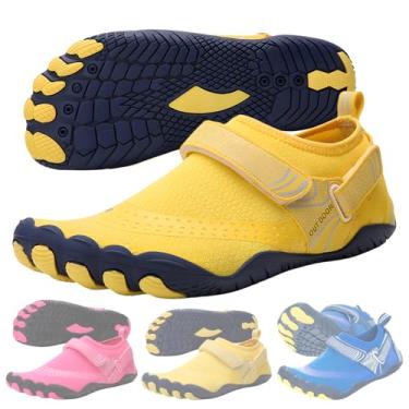 Imagem de Meias aquáticas aquáticas para crianças, crianças, meninos, meninas, natação, caminhada, praia, piscina, proteção aquática, meias aquáticas com sola rígida, Amarelo, 11 Little Kid