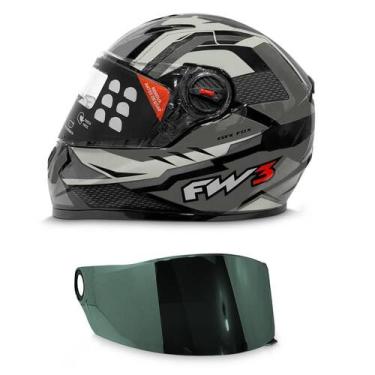 Imagem de Capacete Moto Fechado Fw3 Modelo Gtx Fox Mais Viseira Adicional, Grafi