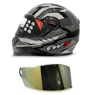 Imagem de Capacete Moto Fechado Fw3 Modelo Gtx Fox Mais Viseira Adicional, Grafi