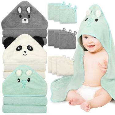 Imagem de Conjunto de toalhas de bebê Sublaga, 12 peças com capuz macio e panos