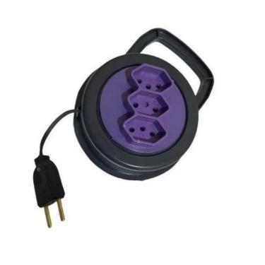 Imagem de Extensão Elétrica Retrátil Tripolar 3 Tomadas 10a 5 Metros