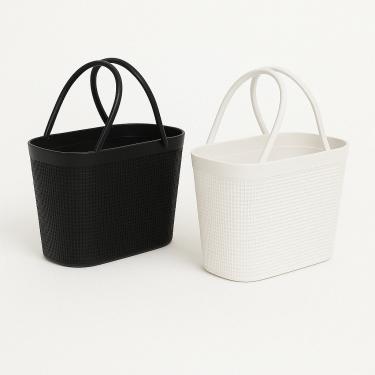 Imagem de Cesto Organizador Juta Com Alças Rattan de Plástico Resistente Capacidade 5,6 Litros