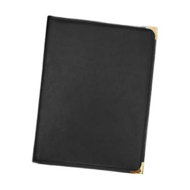Imagem de Esquirla Capa para Cardápio de Restaurante com 6 Vistas em Couro PU Transparente 9,6 x 12,6 polegadas Suporte para Cardápio Elegante Pasta para Cardápios em, Preto