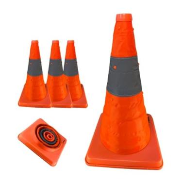 Imagem de Unidade Cone de Segurança Dobrável 45 cm – Cone Laranja Pop‑Up com Faixa Refletiva 360°, Compacto e Portátil – Pista, Estacionamento, Treino de Direção e Emergência (1 un.)
