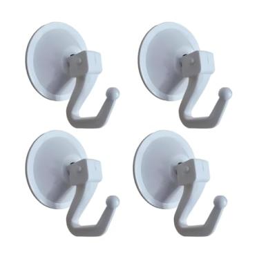 Imagem de Kit 04 Ganchos Cabide com Ventosa de Pressão 6x5cm Multiuso, Ganchos Removíveis Sem Perfuração, Sem Parafuso, Sem Prego, Alta Fixação, Resistente e Durável