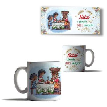 Imagem de Caneca Porcelana Natal Mensagem de Familia Amor e Paz Saúde - Enjoy Sh