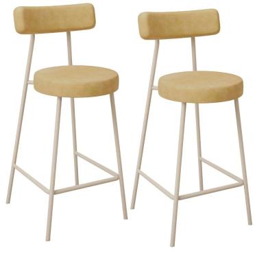 Imagem de Kit 02 Banquetas Baixa Cozinha Sala Jantar Bancada Milão Arena L02 Couríssimo Fendi - Lyam Decor