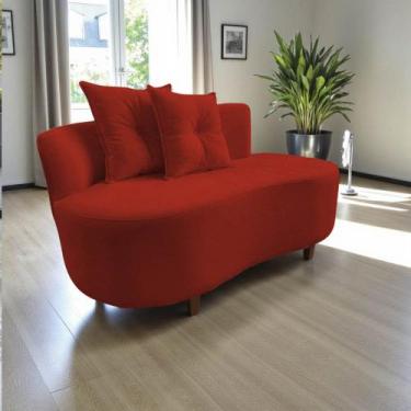 Imagem de Namoradeira Sofá Feijão Suria Orgânica Couro Vermelho - Mansão Decor