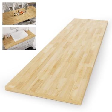 Imagem de Bloco de açougueiro para mesa de madeira – Prancha de madeira maciça premium de 0,90 m, 91 x 63,5 x 3,8 cm para ilha de cozinha DIY, bancada, cafeteria e mesa com acabamento natural de bétula