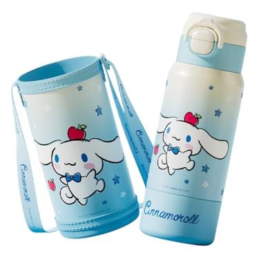 Imagem de Garrafa de água isolada de aço inoxidável Cinnamoroll com alça (bico e canudo) 580 ml - Azul