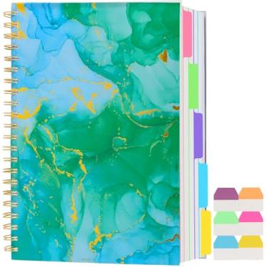 Imagem de 5 Subject Notebook College Ruled, A5 Spiral Notebook with Removable Pocket Dividers Tabs, Lined Organizer Notebook Journal for Women, 240 Pages Notebooks for Work School Note Taking, Green Marble