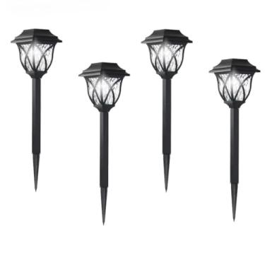 Imagem de Luz Solar para Jardim, Luzes de Natal, Kit 1-6 Luminaria Solar Espeto de Jardim Led Decoração Cazinha Recarregavel No Sol(Preto,4 PÇ (D))