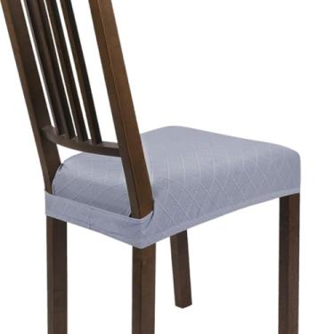 Imagem de SearchI Conjunto de 6 capas de assento elásticas para cadeiras de jantar, macias e laváveis para cadeiras de jantar, capa protetora de assento de sala de jantar (parte traseira, cinza claro xadrez)