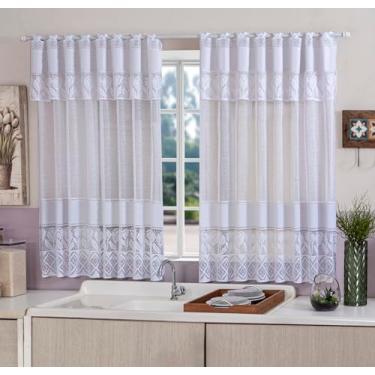 Imagem de Cortina Rendada para Cozinha com Bandô – Modelo Tulipa Branca | Elegância e Charme para Sua Janela – 220x120 cm
