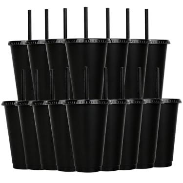 Imagem de Alohastarttg Copos reutilizáveis com tampas e canudos, copos de festa de plástico de 473 ml, lembrancinhas de festa infantis, copos à prova de vazamento, presente ideal de feliz aniversário, pacote