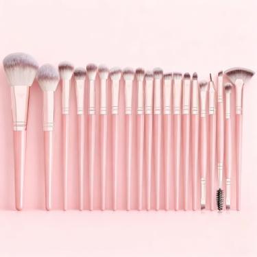 Imagem de Pincéis de maquiagem, 20 peças, conjunto de pincéis de maquiagem, corretivos, sombras, delineador, pincéis de maquiagem, laranja