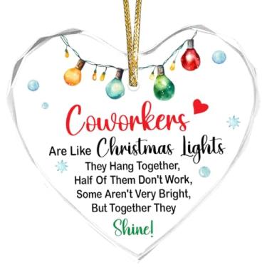 Imagem de Enfeites de Natal engraçados para colegas de trabalho, presente de escritório para colegas de trabalho, presentes de equipe para funcionários, enfeite de pendurar de cristal para colegas de trabalho