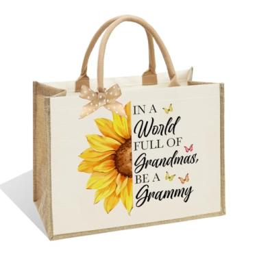 Imagem de NBIAN Sacola de girassol para avó mãe, presente de Natal, Dia das Mães, aniversário, sacola de lona com placa inferior acolchoada removível, grande bolsa ecológica