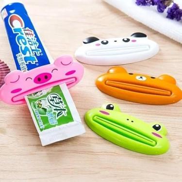 Imagem de Espremedor de pasta de dente, lindo espremedor de tubo em forma de animal para banheiro e cozinha, dispensador de plástico adorável multifuncional com design de fácil aderência - presente divertido e