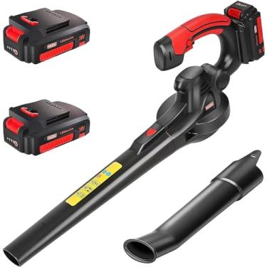 Imagem de MZK Soprador de folhas sem fio, soprador elétrico alimentado por bateria de 20 V para cuidados com o gramado, soprador de folhas leve elétrico para folhas sopradas, limpeza de pátio, cuidados com o