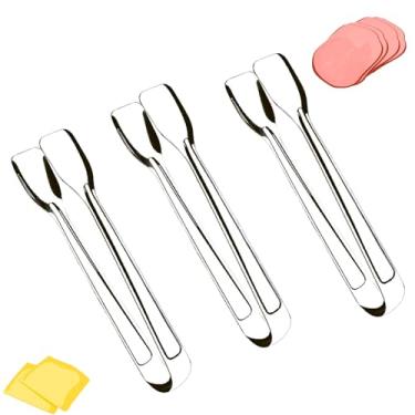 Imagem de Kit 3 Pegador de Frios Aço Inox para Presunto Mussarela Petiscos Salame Salada Carne Massas Cozinha