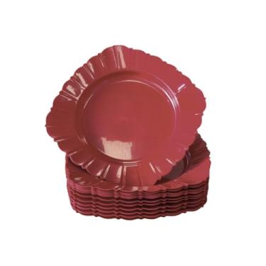 Imagem de Kit 50 Pratos Plástico Quadrado Resistente, Leve, Reutilizável, Ideal pra Festas pratos descartaveis para festa(VERMELHO)