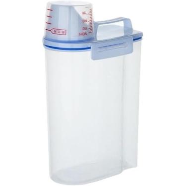 Imagem de Pote Com Medidor, Farinha, Cereais Matinais, Produto de Limpeza Multiuso Hermético Plástico 2L, 2KG, Organizador de Sabão, Amaciante e Grãos – Recipiente Plástico Transparente