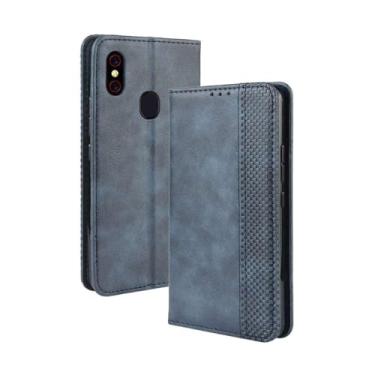 Imagem de Capa para Umi UMIDIGI F1,Retro Flip magnético,Caso de telefone de couro PU,Design de carteira com 3 slots de cartão e 1 clipe de dinheiro -Blue