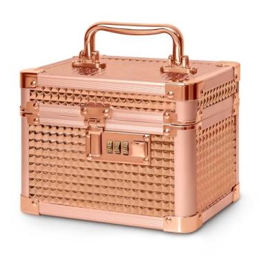 Imagem de Trotianingyu Pequenos cofres de combinação de medicamentos com código para itens pessoais, cofre de medicamentos para documentos - 18 x 12 x 13 cm dourado