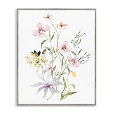 Imagem de Stupell Industries Pacote de folhagem floral arte giclée emoldurada cinza, design por Lettered and Lined, 14 x 11