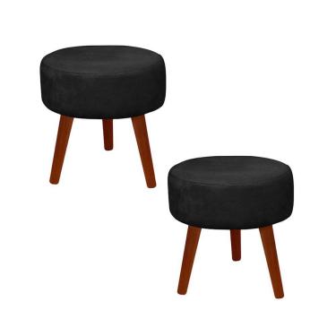 Imagem de Kit 2 Puff Redondo Decorativo Danny Pés Palito Cor:preto