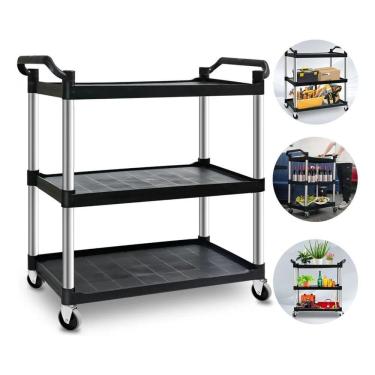 Imagem de Bandeja Multifuncional Triplex 3 Andares 150kg Na Cor Preta - Nobre