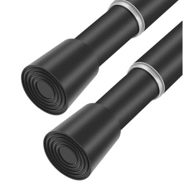 Imagem de Varão de cortina de chuveiro ajustável preto de 71 a 99 cm, 2 peças, 2 peças, 2 cm de diâmetro, antiderrapante, resistente, com mola de tensão, sem furadeira, para janelas, banheiro, cozinha, armário