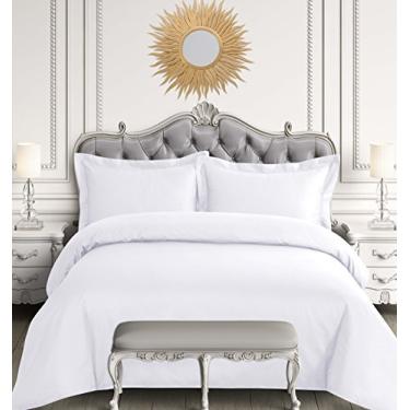 Imagem de Tribeca Living Conjunto de edredom de algodão egípcio 600 fios, tamanho Queen, branco
