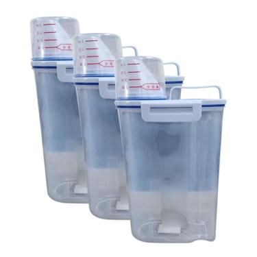 Imagem de Kit 3 Pote Hermético 2L com Copo Medidor Bico Dosador Cozinha Mantimentos Lavanderia Multiuso