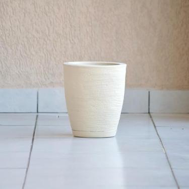 Imagem de Vaso de Planta Decoração Sala Jardim Coluna Cone Bojo 28x25 com Prato em Polietileno (Bege)