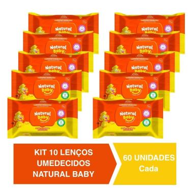 Imagem de Kit c/10 Lenços Umedecidos Natural Baby 60un Cada Evergreen