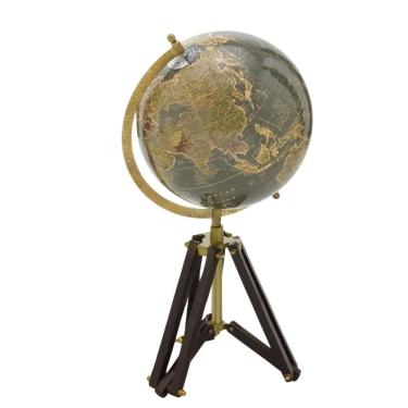 Imagem de Globo Terrestre Decorativo Cinza Tripé em Madeira 56,5cm 16139-PL
