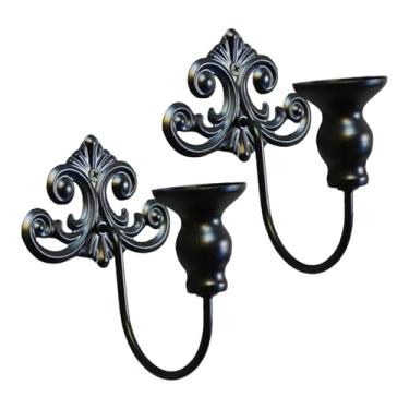 Imagem de IEUDNS Conjunto de 2 Castiçais de Parede Artísticos para Corredor, Candelabro Decorativo para Festas, Sala de Estar e Quarto, Preto
