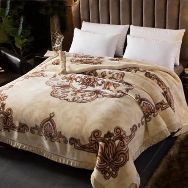 Imagem de Cobertor de vison coreano pesado de 5 kg King Size - Sedoso, macio e quente, cobertor de lã grossa de inverno reversível de 2 camadas - 215 x 241 cm