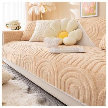 Imagem de SPXMQSS Capa para sofá, capas de sofá espessas antiderrapantes, capas de sofá de pelúcia macias, capas de almofada laváveis, capa de sofá universal em forma de L, protetor de móveis A 110 x 110 cm