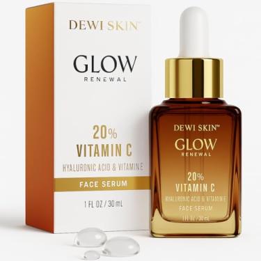 Imagem de Sérum Glow Renewal com 20% de vitamina C para rosto e olhos - Clareador e antienvelhecimento com ácido hialurônico e extratos botânicos - Equilibra o tom da pele, visa linhas finas e manchas escuras