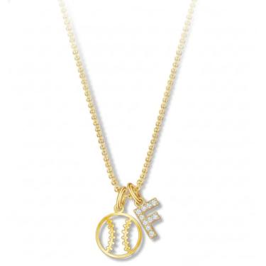 Imagem de Aswinfon Colar com inicial de softball, para mulheres e adolescentes, banhado a ouro 18K, pingente de letra A-Z, joias de beisebol, colar esportivo, presentes de softball, presentes para mulheres, seu