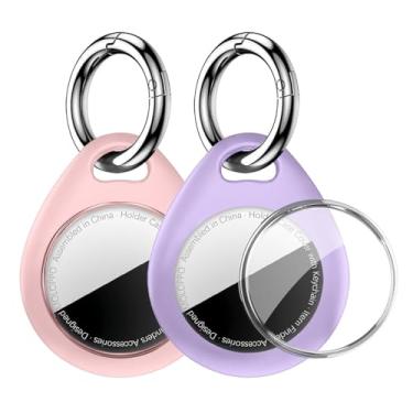 Imagem de MOLOPPO [Pacote com 2] Capa protetora à prova d'água para AirTag para Apple AirTag, capa protetora com laço seguro para chaveiro [ajuste firmemente] [Segure firmemente] Acessórios para rastreador GPS
