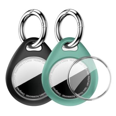 Imagem de MOLOPPO [Pacote com 2] Capa protetora à prova d'água para AirTag para Apple AirTag, capa protetora com laço seguro para chaveiro [ajuste firmemente] [Segure firmemente] Acessórios para rastreador GPS