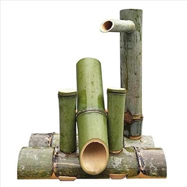 Imagem de Fonte de bambu WaterGarden bomba de fonte artesanal esculturas estátuas artes artesanato decoração de jardim cachoeira recurso de jardim japonês ao ar livre, 45 cm ornamentos decoração