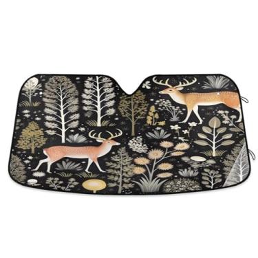 Imagem de Wassud Para-brisa para-sol acessórios de carro dobrável para janela frontal de carro blocos raios UV Sika veados para-sol reflexivo 59,7 x 134,6 cm