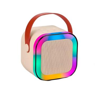 Imagem de Caixa de Som Portátil Bluetooth 5.0 com Microfone, RGB LED, 5W, Bateria 1200mAh, Entrada USB/TF/P2, 9x9x7cm
