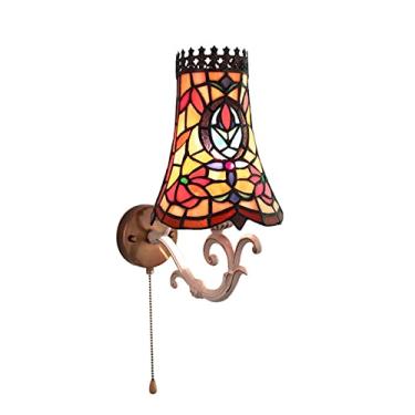 Imagem de Arandela de parede barroca com corrente, estilo Tiffany, vitral artístico, luminária de parede vintage decorativa para quarto, corredor, escada, E27, A